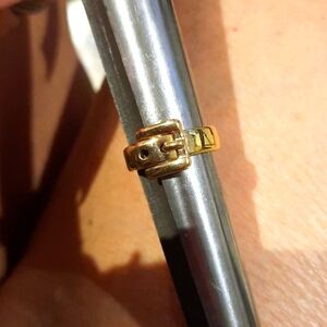 Genuine authentic solid MICHAEL KORS gold buckle ring size 5.5 stamped